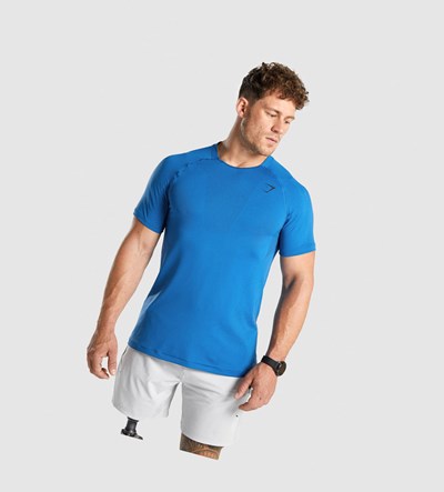 Camiseta Gymshark Hombre Azules Baratas Mexico - Gymshark Online México