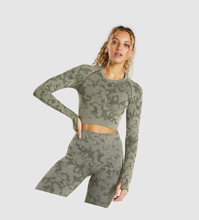 Gymshark Pause Open Back Long Sleeve Crop Top - Light Green